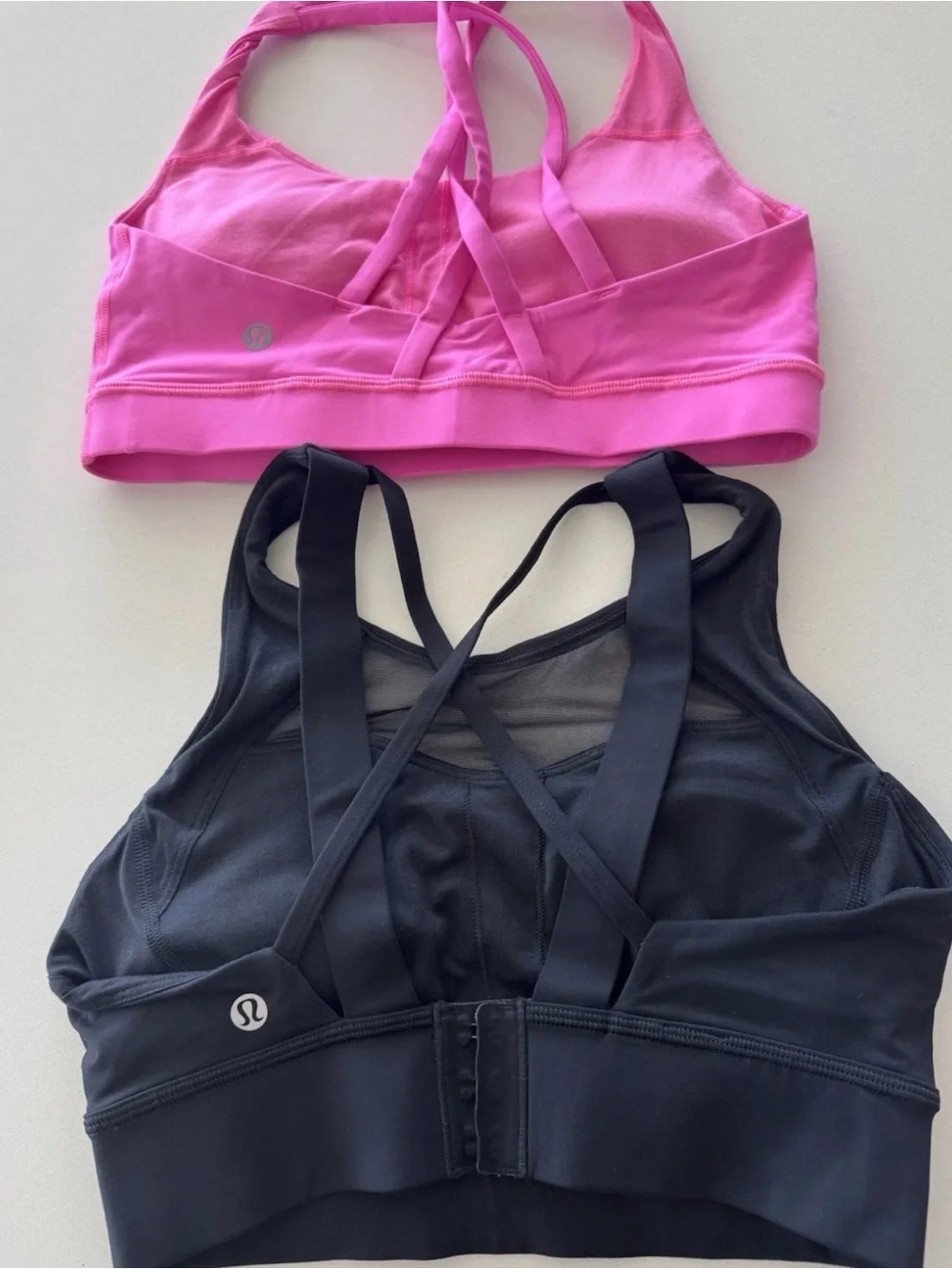 lululemon athletica Pink and Black Strappy Sports Bras